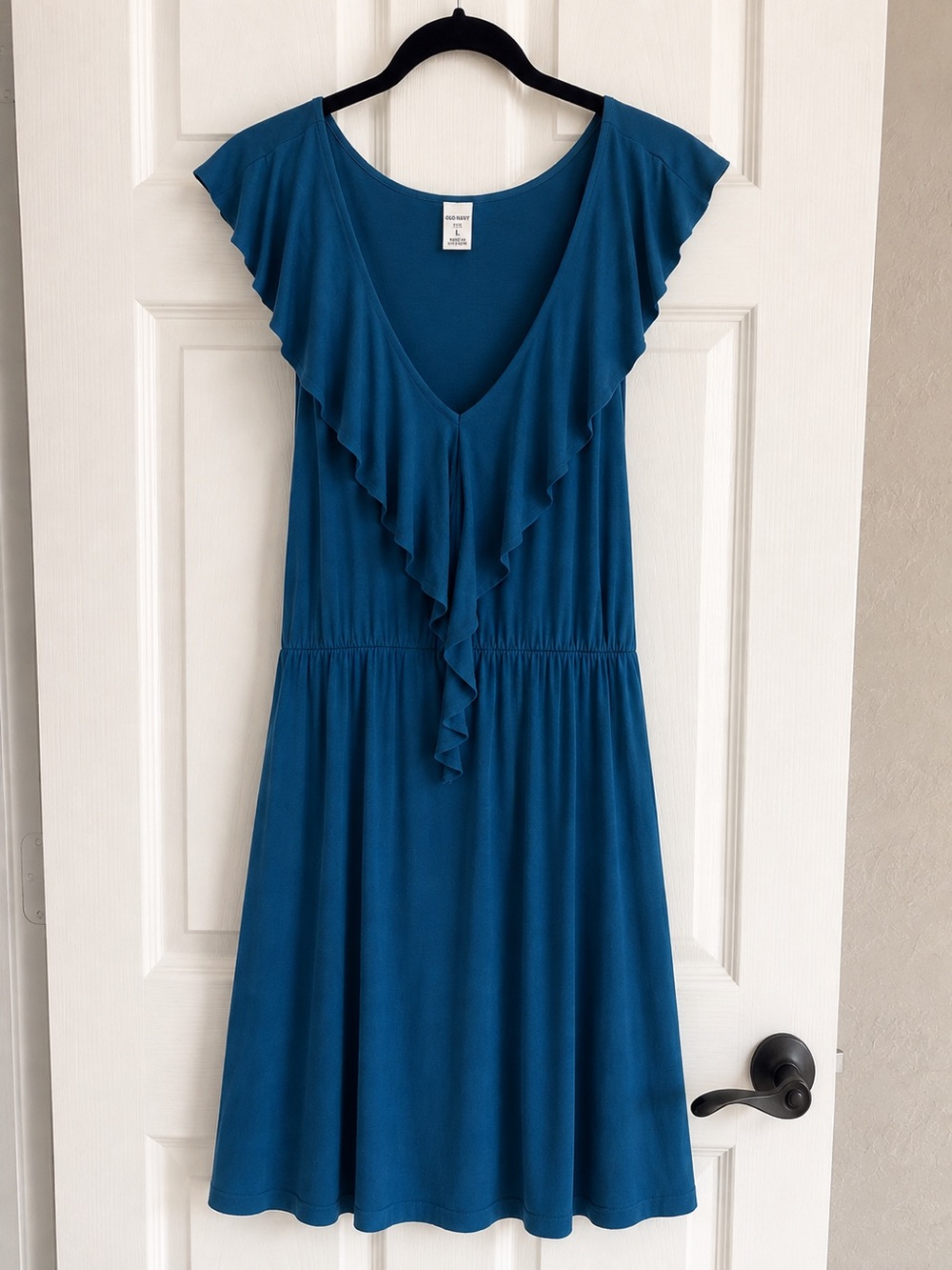 Old Navy Teal Ruffle V-Neck Midi Dress